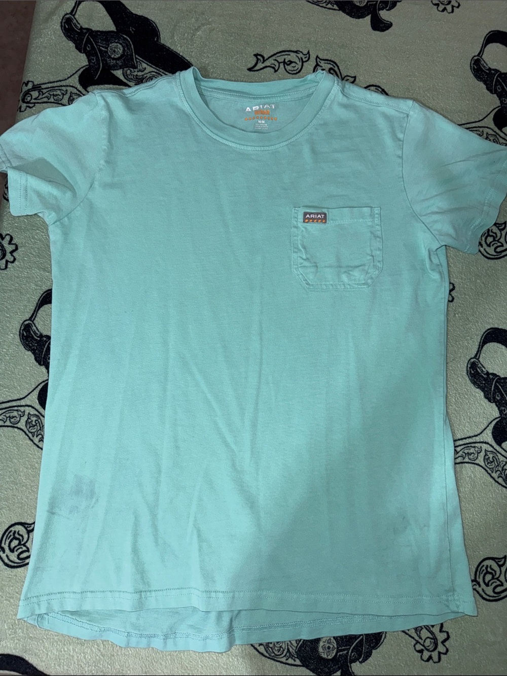 Ariat Coral V-Neck & Aqua Crew Short-Sleeve Pocket Tees - Picture 6 of 11